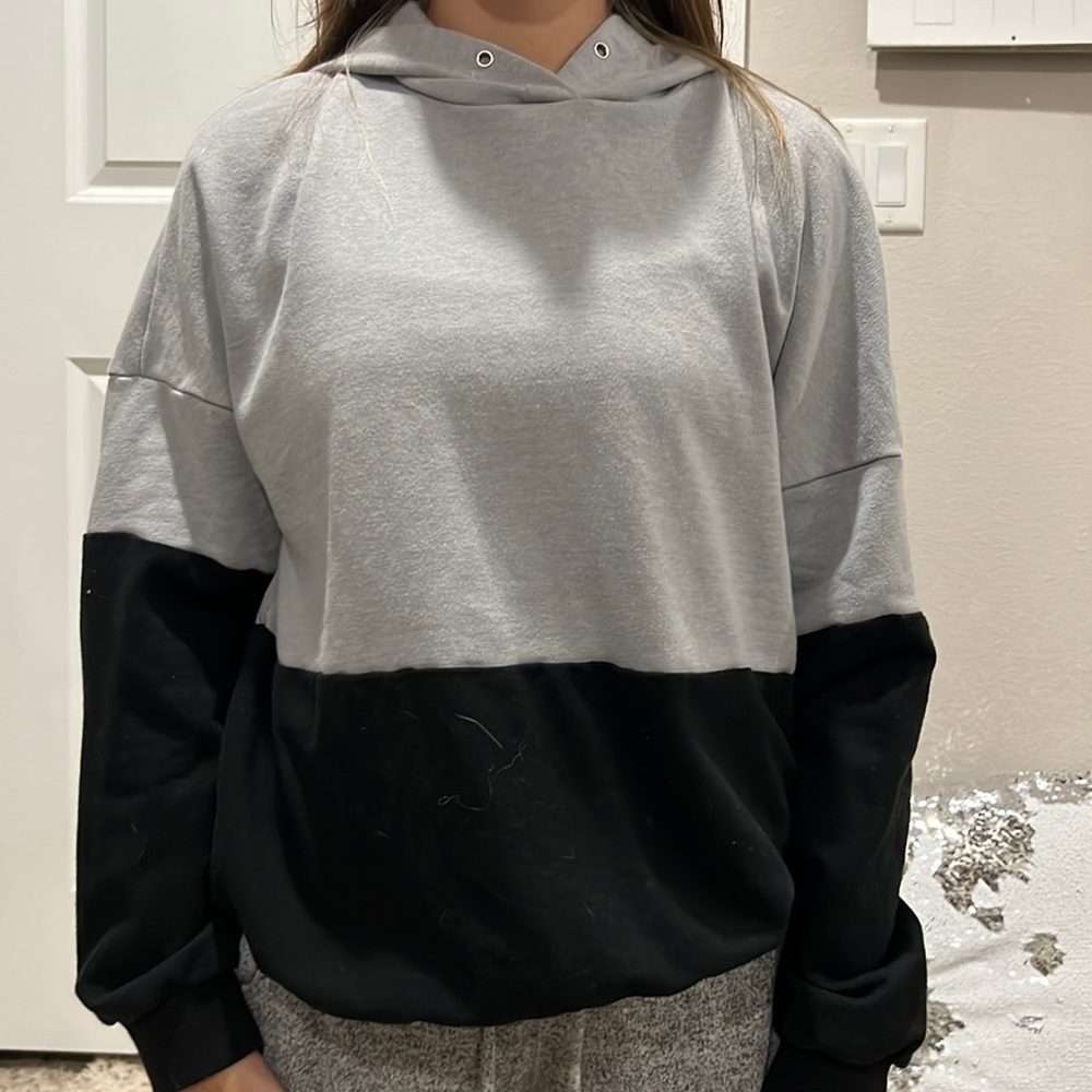 Black and Grey Color Block Hoodie